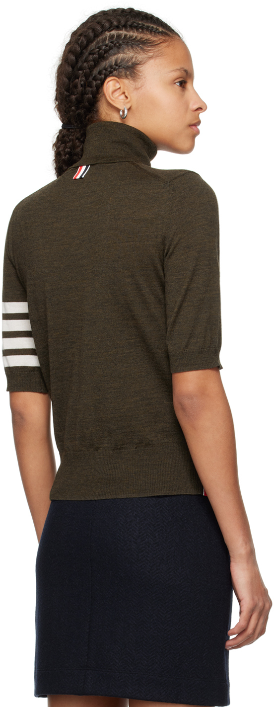 Thom Browne 4-bar High-neck Knitted Top In 322 Dk Green