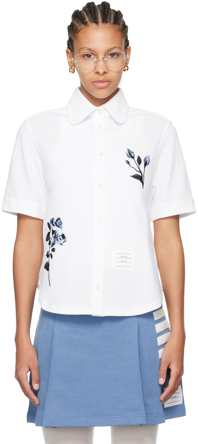 Shop Thom Browne White Rose Shirt In 100 White