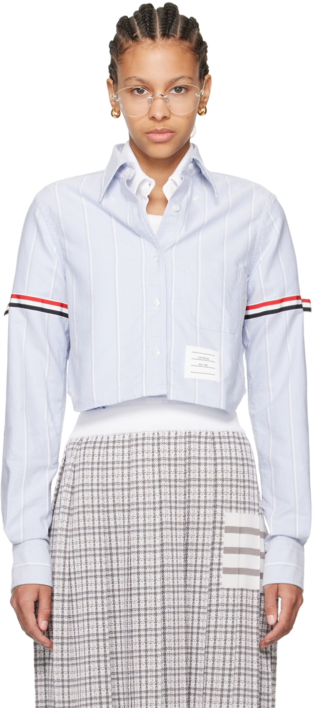 Shop Thom Browne Blue Armband Shirt In 415 Navy