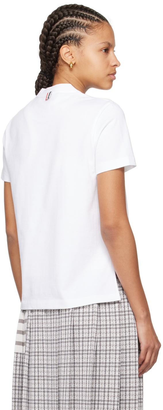 Thom Browne Floral-print Cotton T-shirt In 100 White