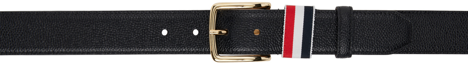 Black Calfskin Pebbled Leather Belt