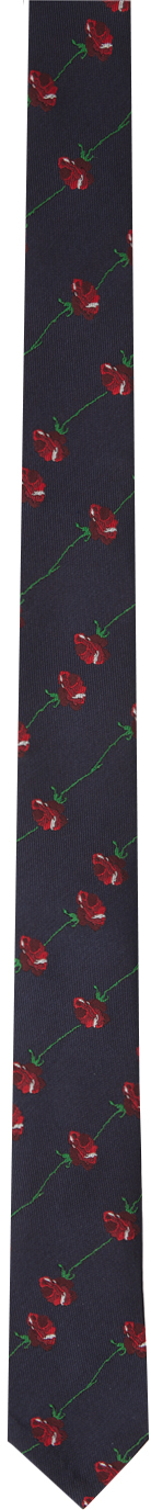 Navy Classic Rose Jacquard Tie