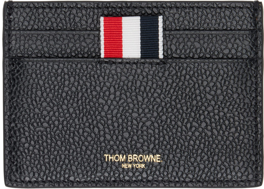 Thom Browne Black Pebbled Leather Card Holder In 001 Black
