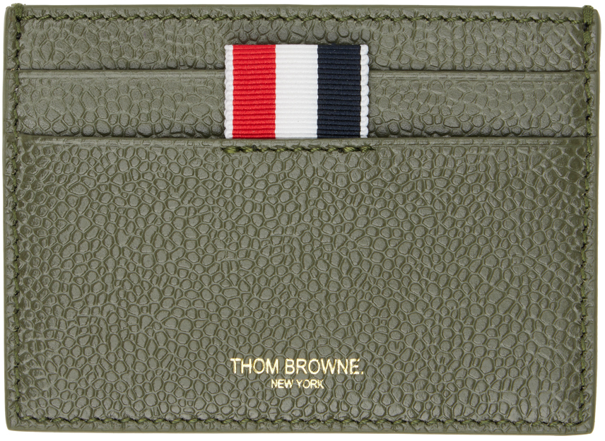 Shop Thom Browne Green Pebble Grain Card Holder In 320 Dk Green