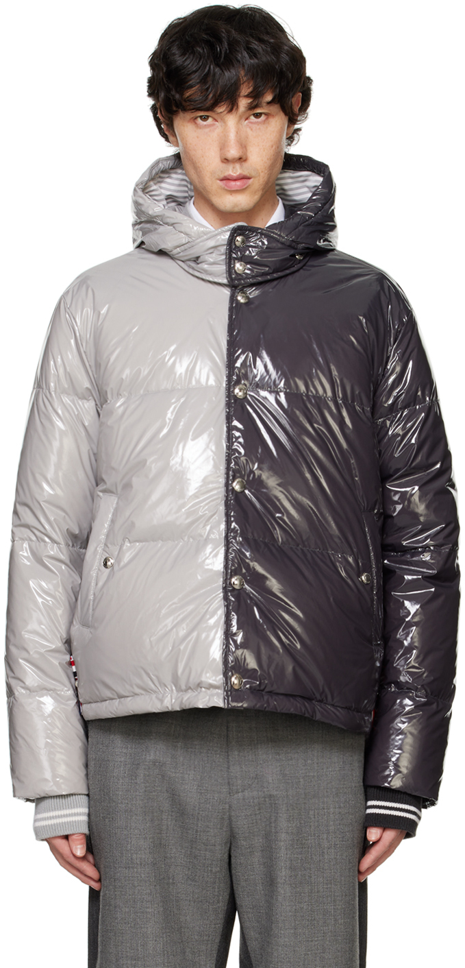 Black & Gray Funmix Detachable Hood Down Jacket