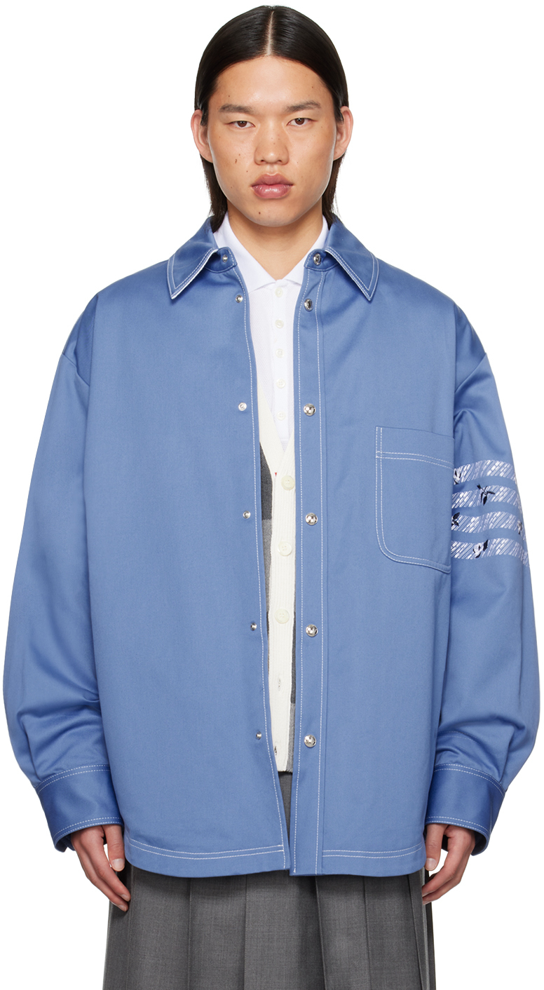 Thom Browne Blue 4-bar Shirt In 450 Blue