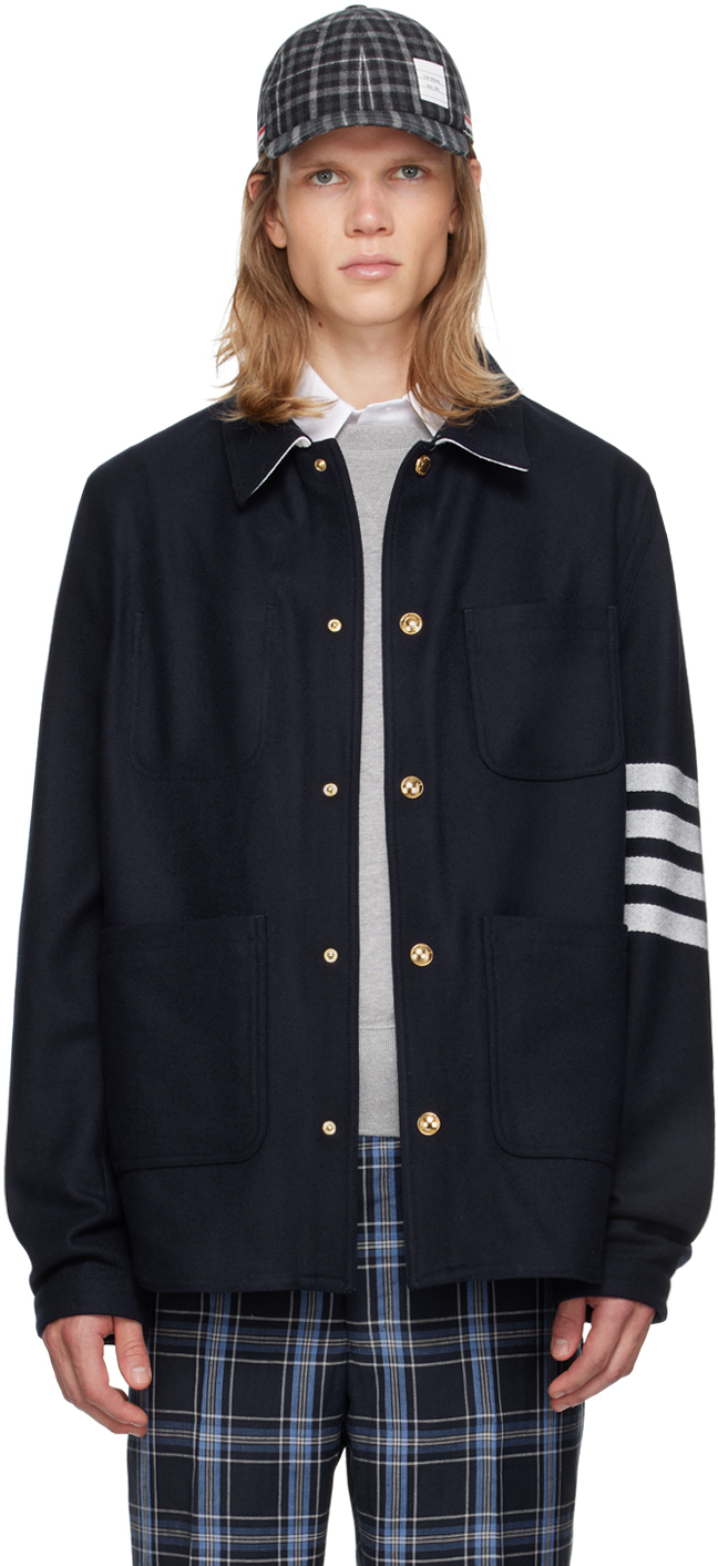 Thom Browne '4-bar Utility' Single-breasted Jacket In 415 Navy