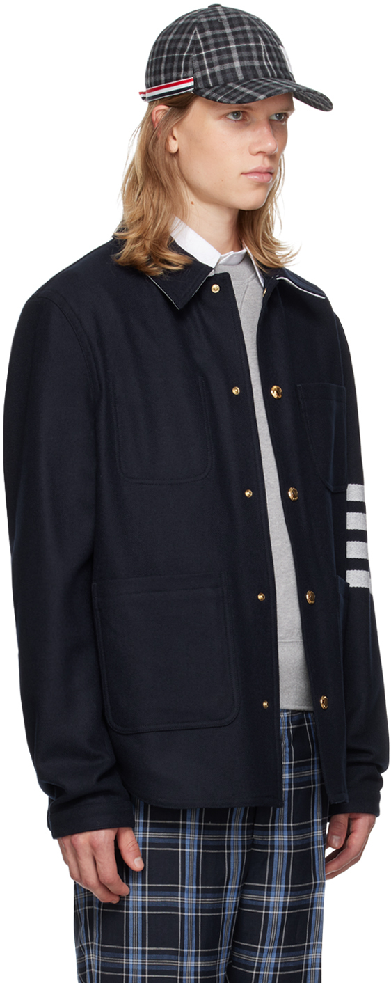 Thom Browne '4-bar Utility' Single-breasted Jacket In 415 Navy