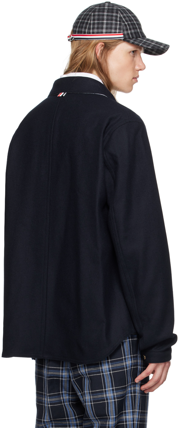 Thom Browne '4-bar Utility' Single-breasted Jacket In 415 Navy
