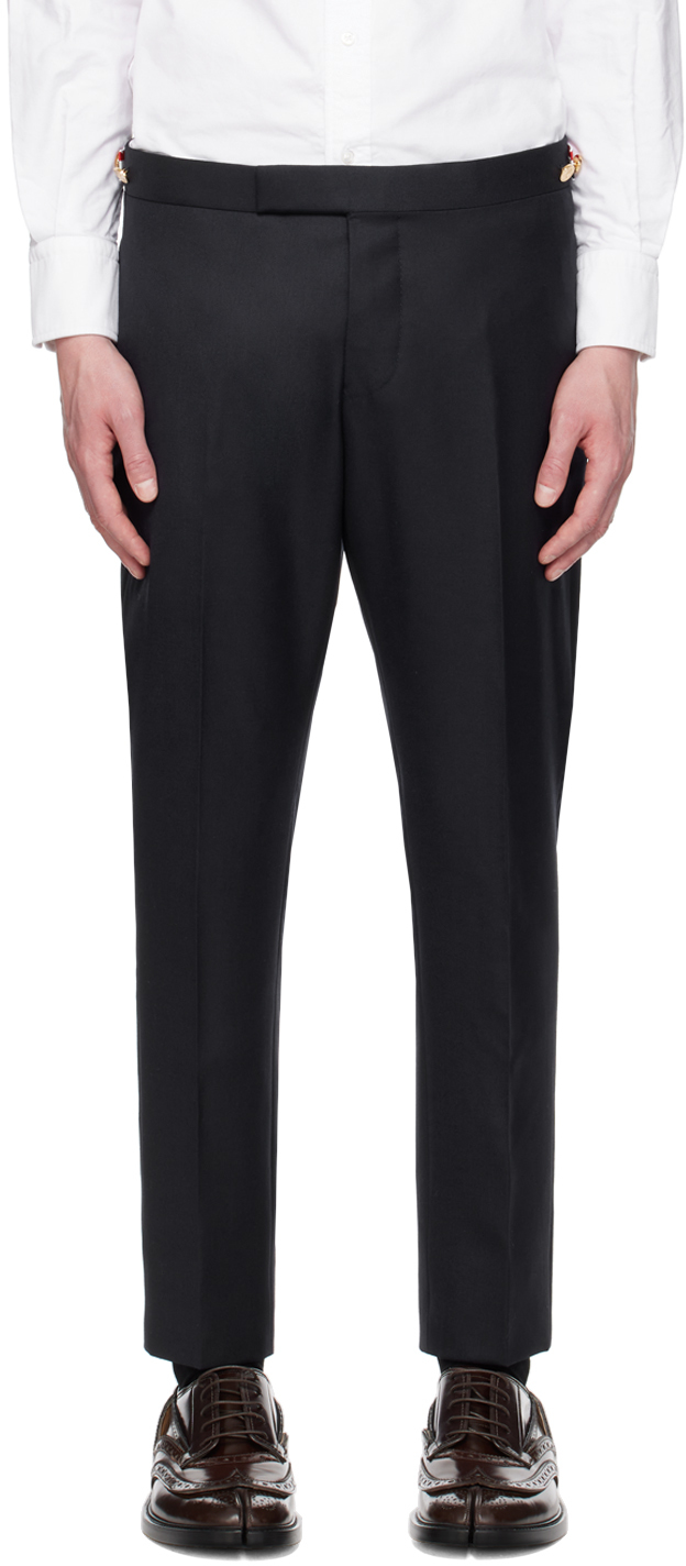 Shop Thom Browne Navy Low-rise Trousers In 415 Navy
