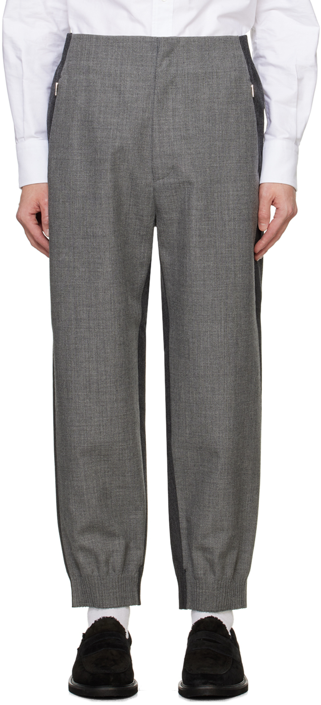 Thom Browne Gray Paneled Trousers In 035 Med Grey