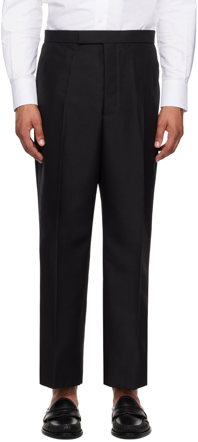 Shop Thom Browne Black Backstrap Trousers In 001 Black