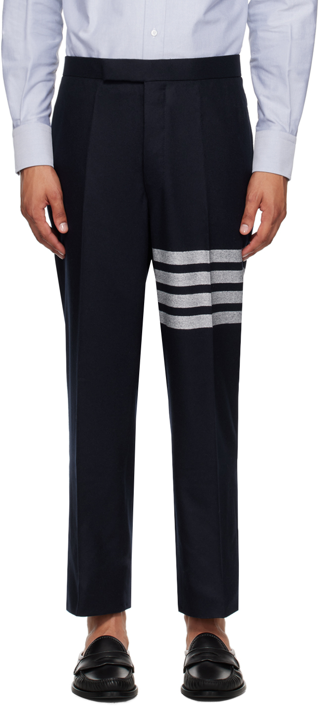 Shop Thom Browne Navy 4-bar Trousers In 415 Navy