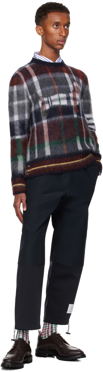 Thom Browne Navy Milano Combo Sweatpants In 415 Navy