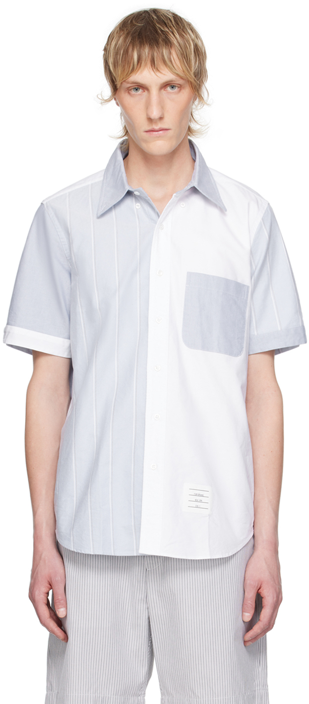 Shop Thom Browne White & Blue Stripe Shirt In 415 Navy