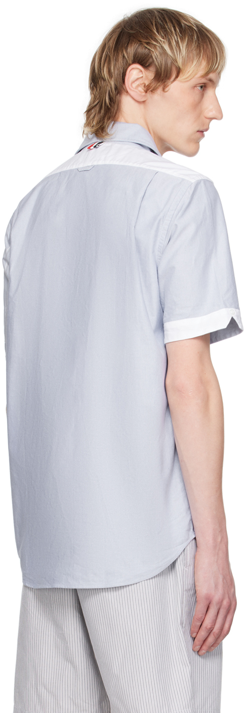 Thom Browne White & Blue Stripe Shirt In 415 Navy