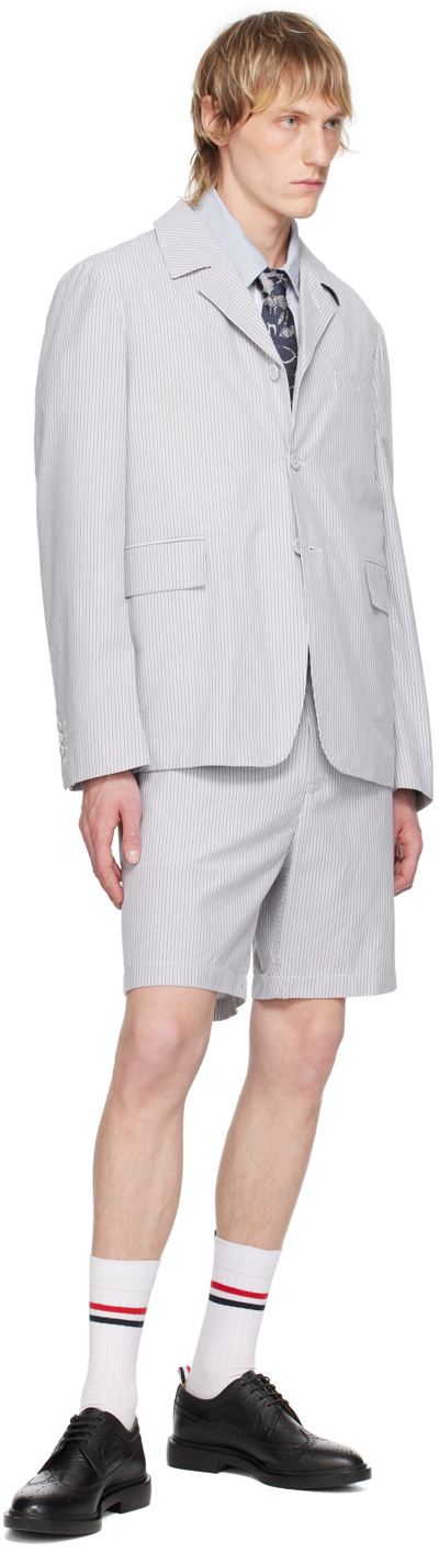 Thom Browne White & Blue Stripe Shirt In 415 Navy