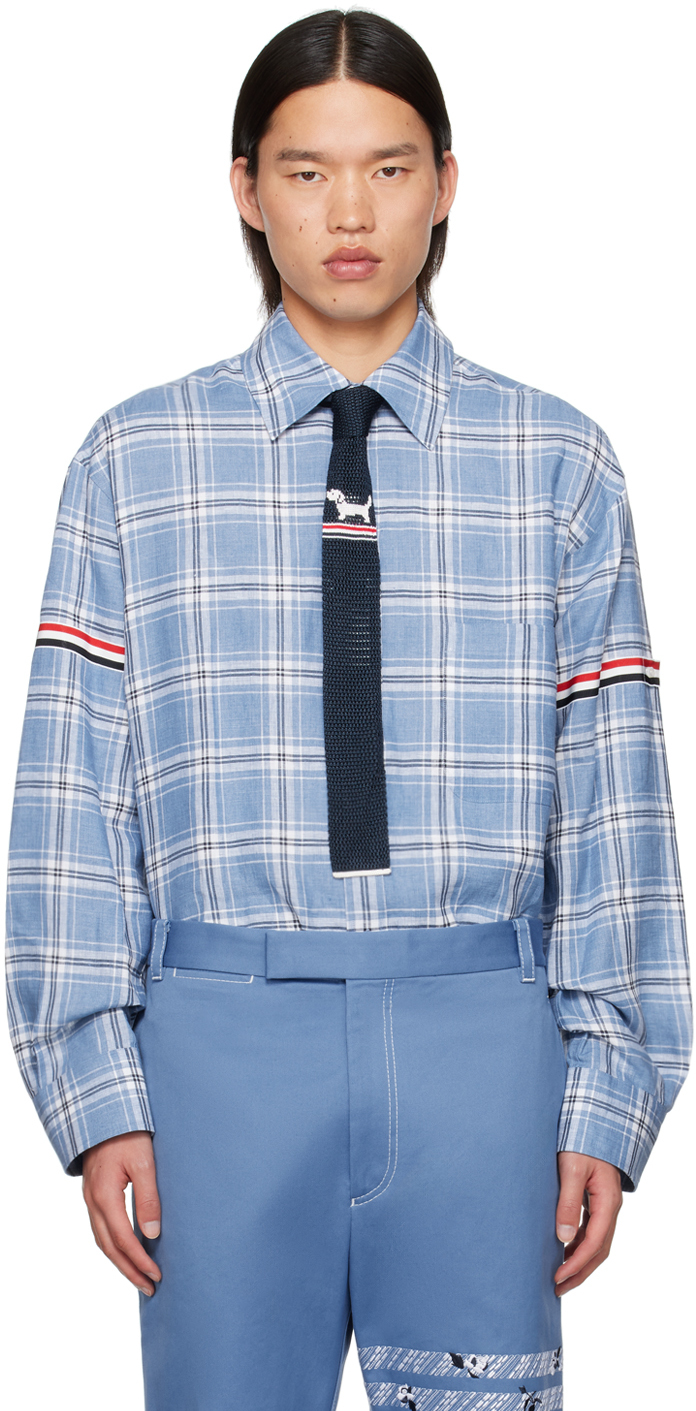 Shop Thom Browne Blue Armband Shirt In 450 Blue