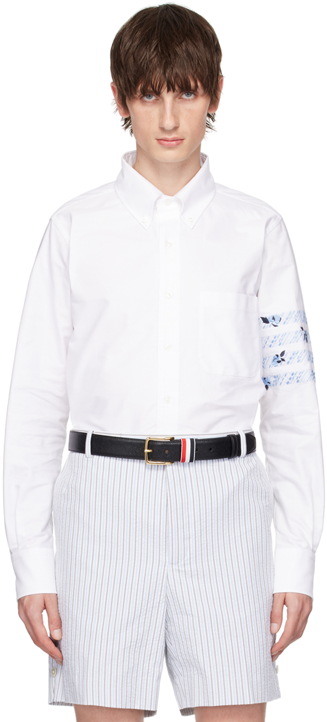 Thom Browne White Rose 4-bar Shirt In 100 White