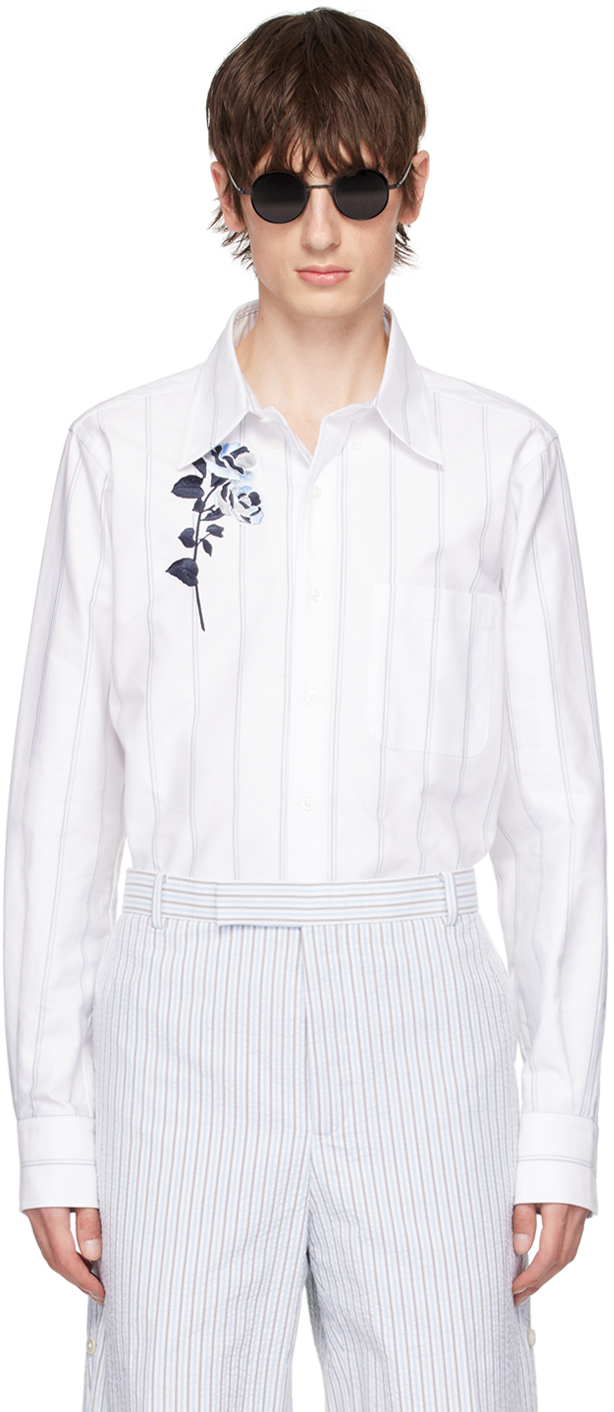 THOM BROWNE WHITE STRIPED SHIRT 