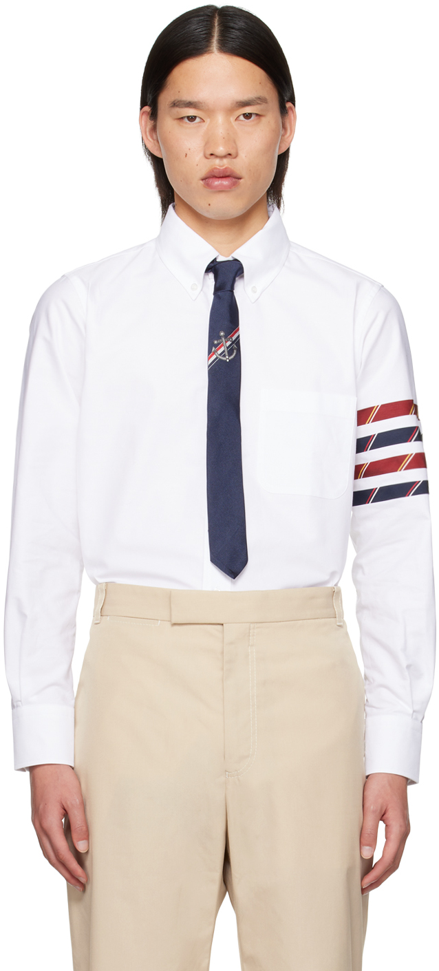 Shop Thom Browne White 4-bar Shirt In 100 White