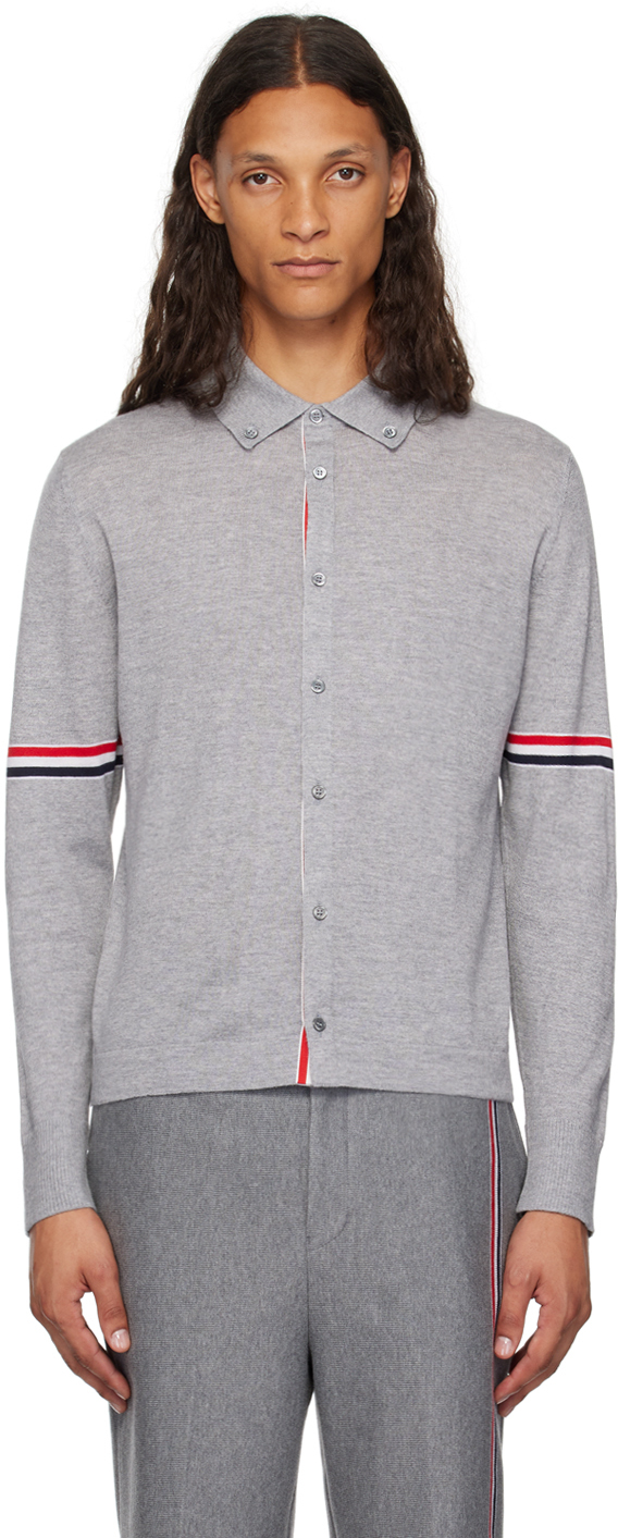 Shop Thom Browne Gray Armband Cardigan In 055 Lt Grey