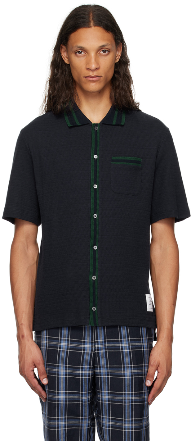 Shop Thom Browne Navy Striped Shirt In 415 Navy