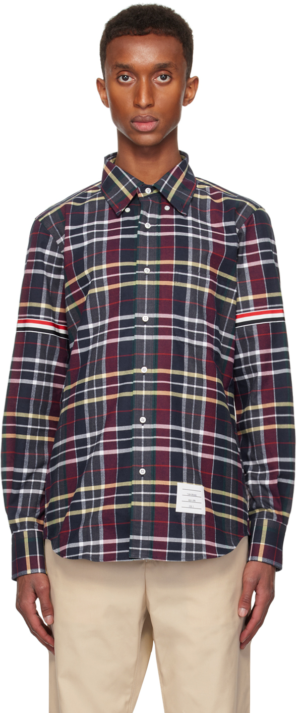 Shop Thom Browne Red & Navy Hunting Tartan Cotton Flannel Armband Shirt In 996 Seasonal Multi