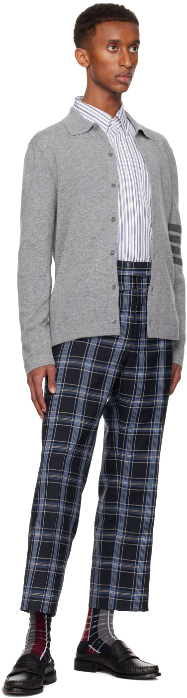 Thom Browne 4-bar Stripe Cashmere Polo Top In 055 Lt Grey