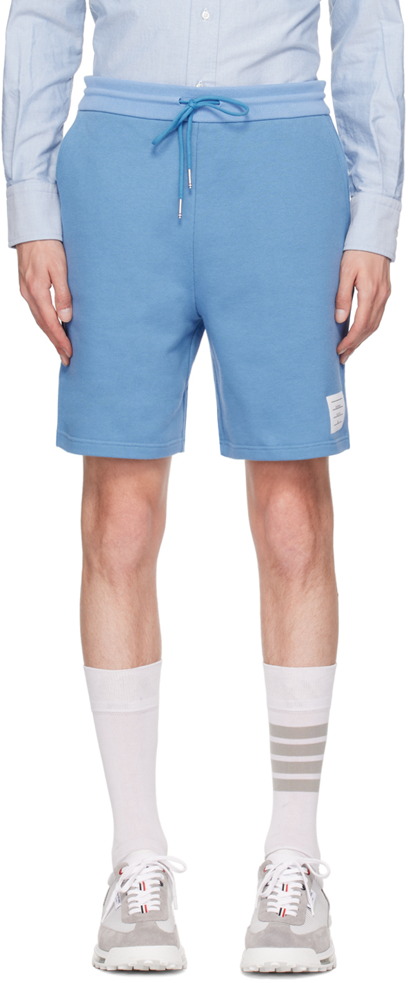 Shop Thom Browne Blue Mid-thigh Shorts In 450 Blue