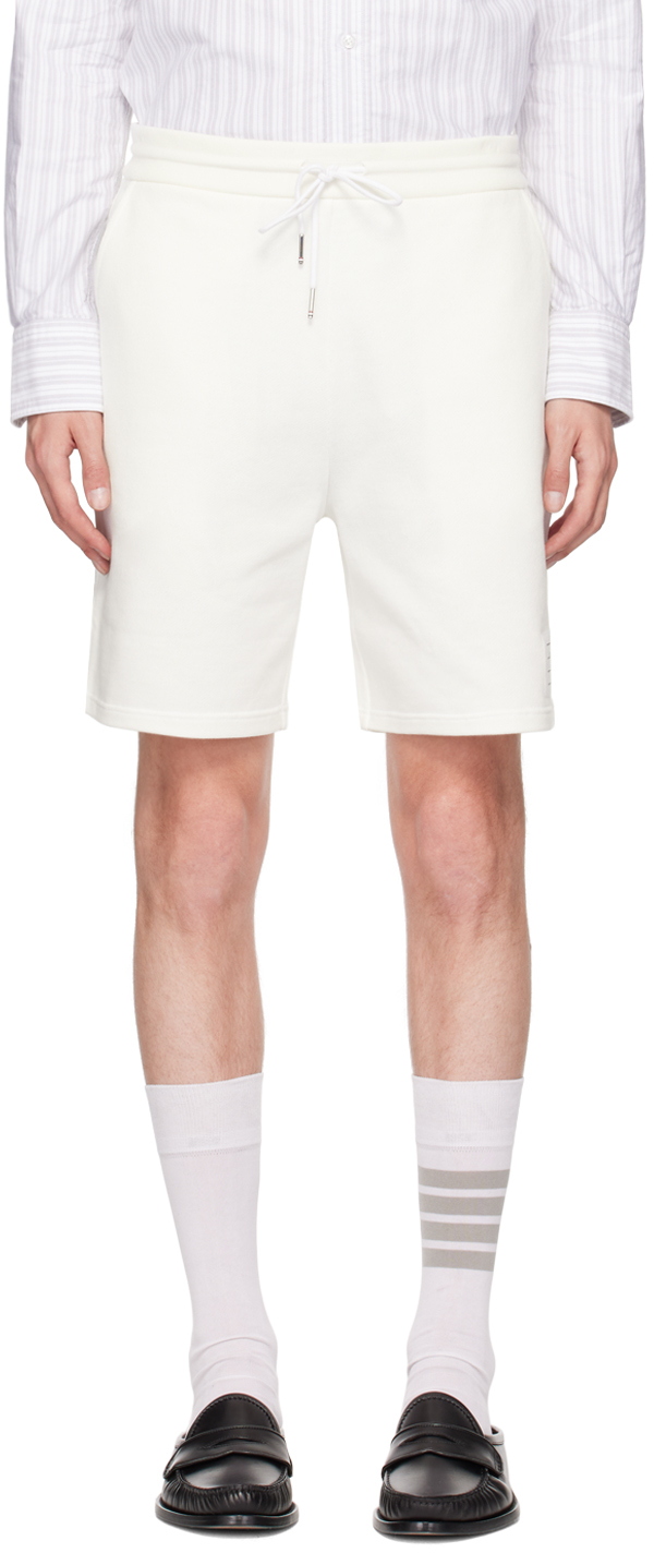 Shop Thom Browne Off-white Mid-thigh Shorts In 113 Natural White