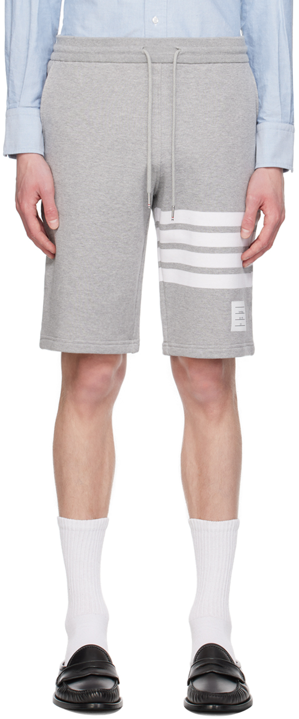 Shop Thom Browne Gray 4-bar Shorts In 068 Light Grey