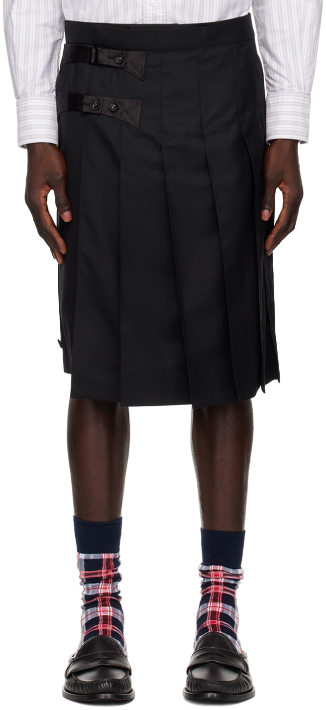 Shop Thom Browne Black Backstrap Skort In 001 Black