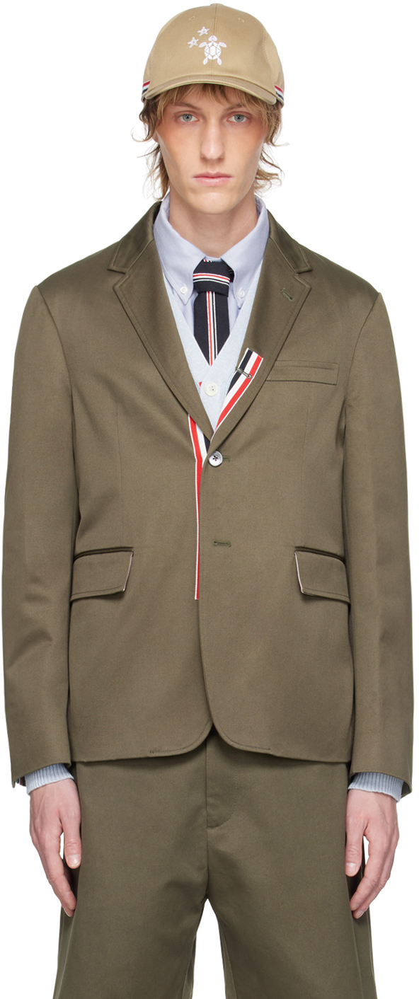 Shop Thom Browne Khaki Unconstructed Blazer In 320 Dk Green