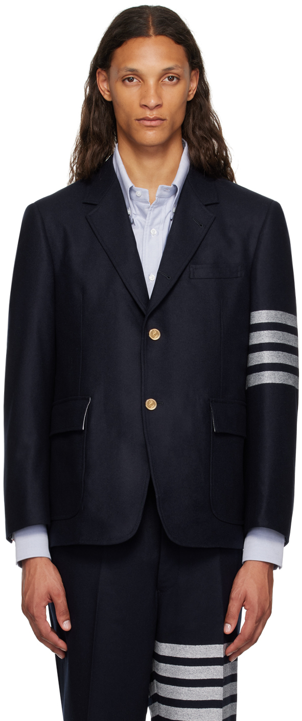 Shop Thom Browne Navy 4-bar Blazer In 415 Navy