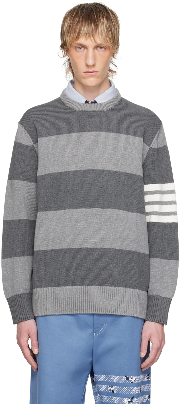 Shop Thom Browne Gray Rose Icon Sweater In 982 Tonal Grey