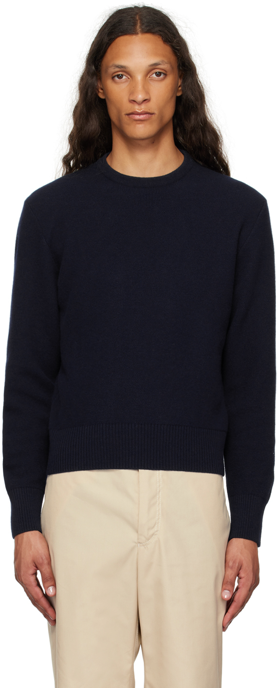 Shop Thom Browne Navy Striped Sweater In 415 Navy