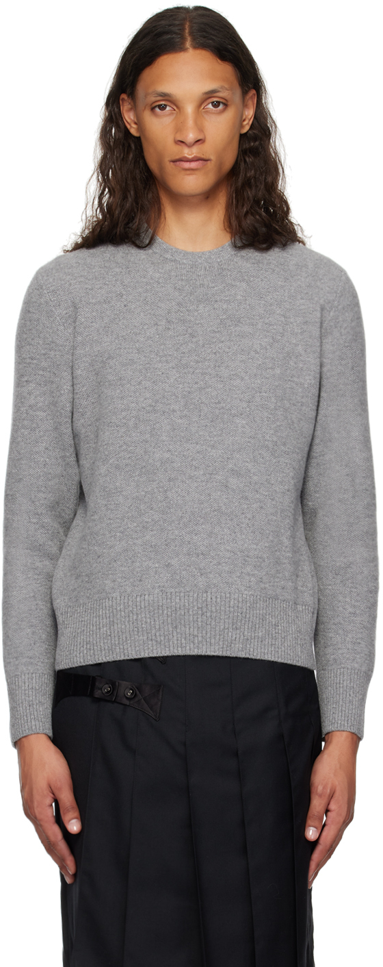 Shop Thom Browne Gray Virgin Wool Sweater In 055 Lt Grey