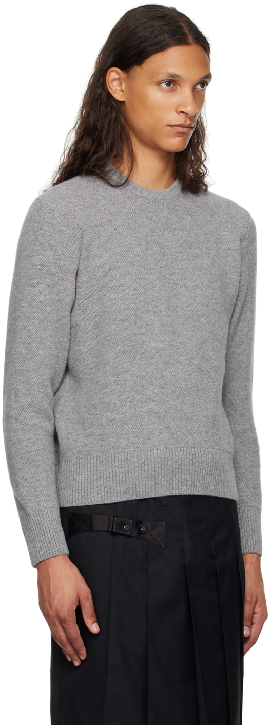 THOM BROWNE GRAY VIRGIN WOOL SWEATER