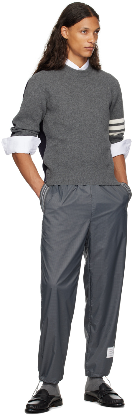 Thom Browne Classic Loop Back Sweatshirt With Engineered 4 Bar In 035 Med Grey