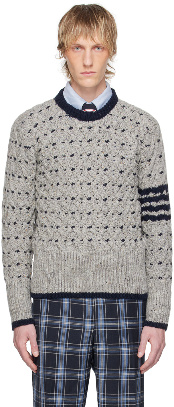 Thom Browne Gray 4-bar Sweater In 055 Lt Grey