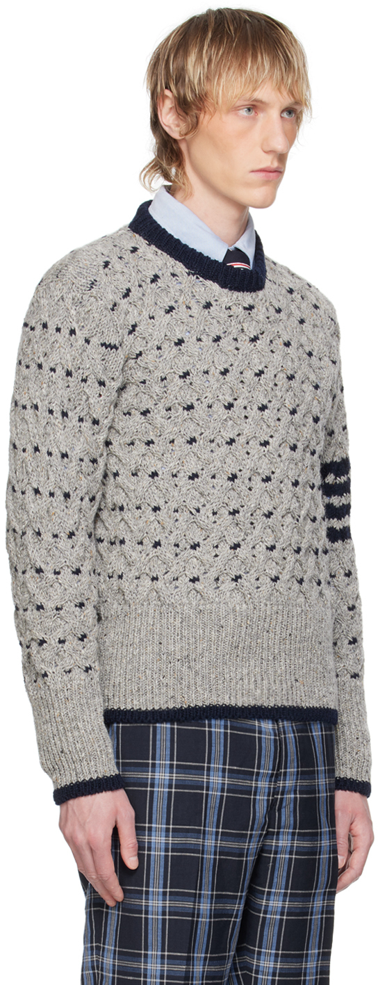 THOM BROWNE GRAY 4-BAR SWEATER