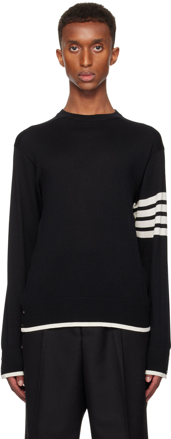 Shop Thom Browne Black 4-bar Sweater In 001 Black