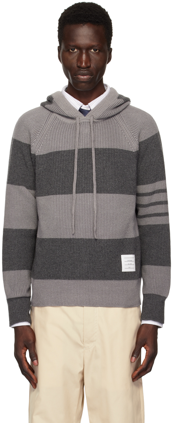 Shop Thom Browne Gray 4-bar Hoodie In 982 Tonal Grey