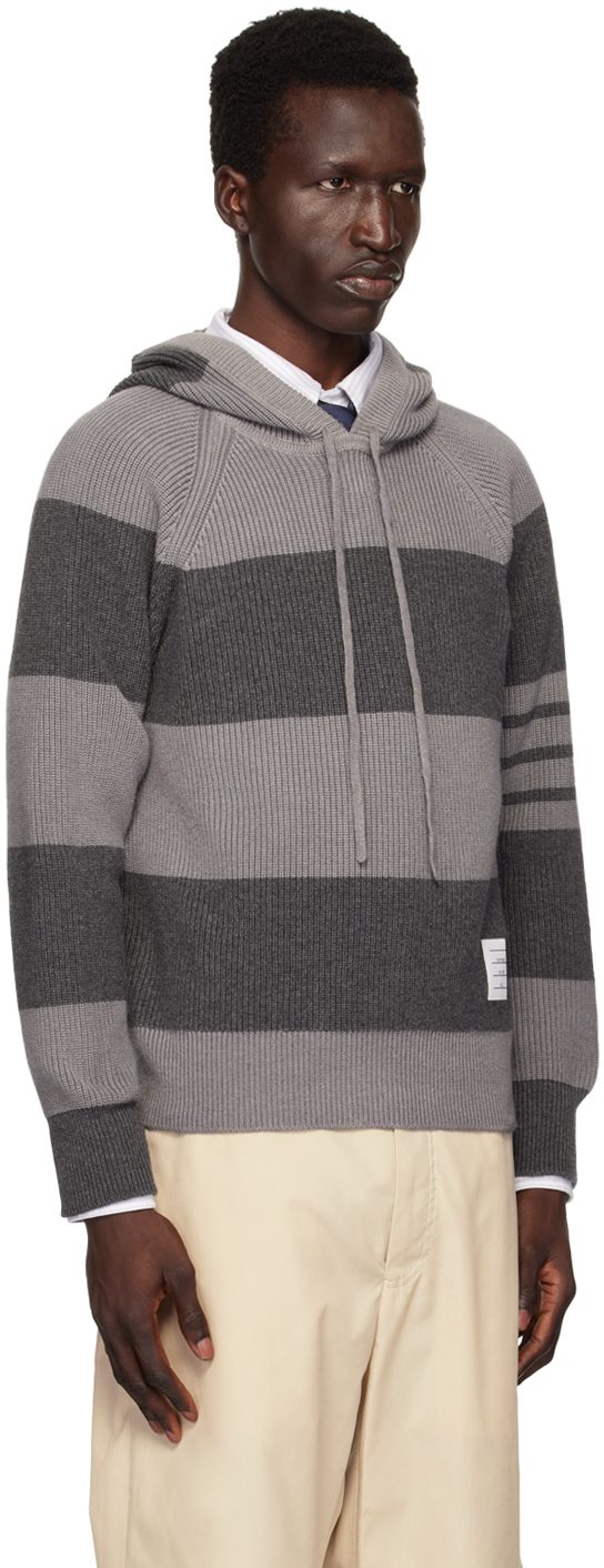 Shop Thom Browne Gray 4-bar Hoodie In 982 Tonal Grey