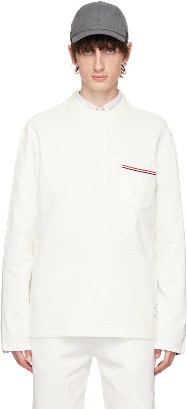 Shop Thom Browne Off-white Oversized Sweatshirt In 113 Natural White