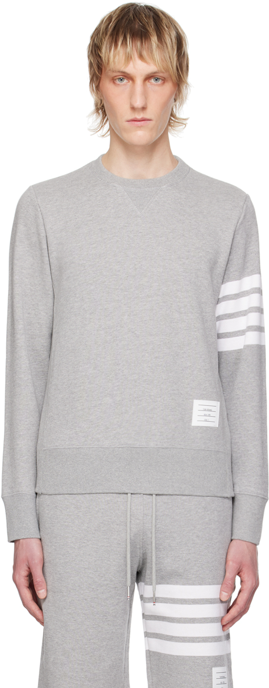 Shop Thom Browne Gray 4-bar Sweatshirt In 068 Light Grey