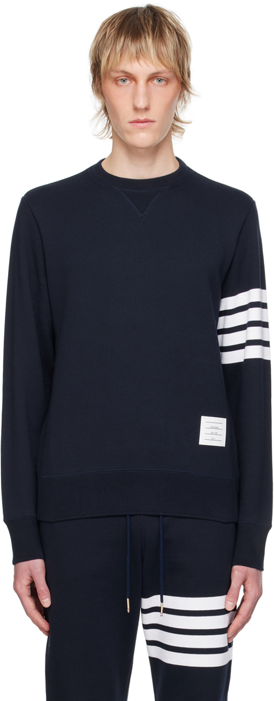 Shop Thom Browne Navy 4-bar Sweatshirt In 461 Navy