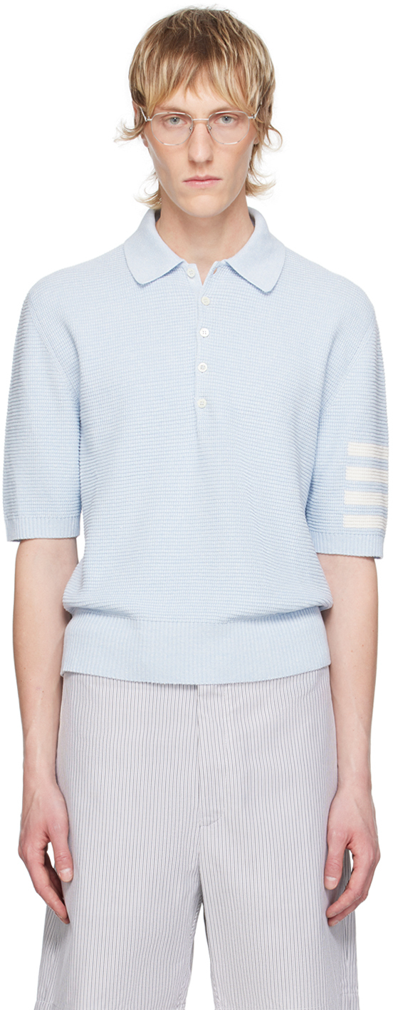 Shop Thom Browne Blue 4-bar Polo In 480 Light Blue