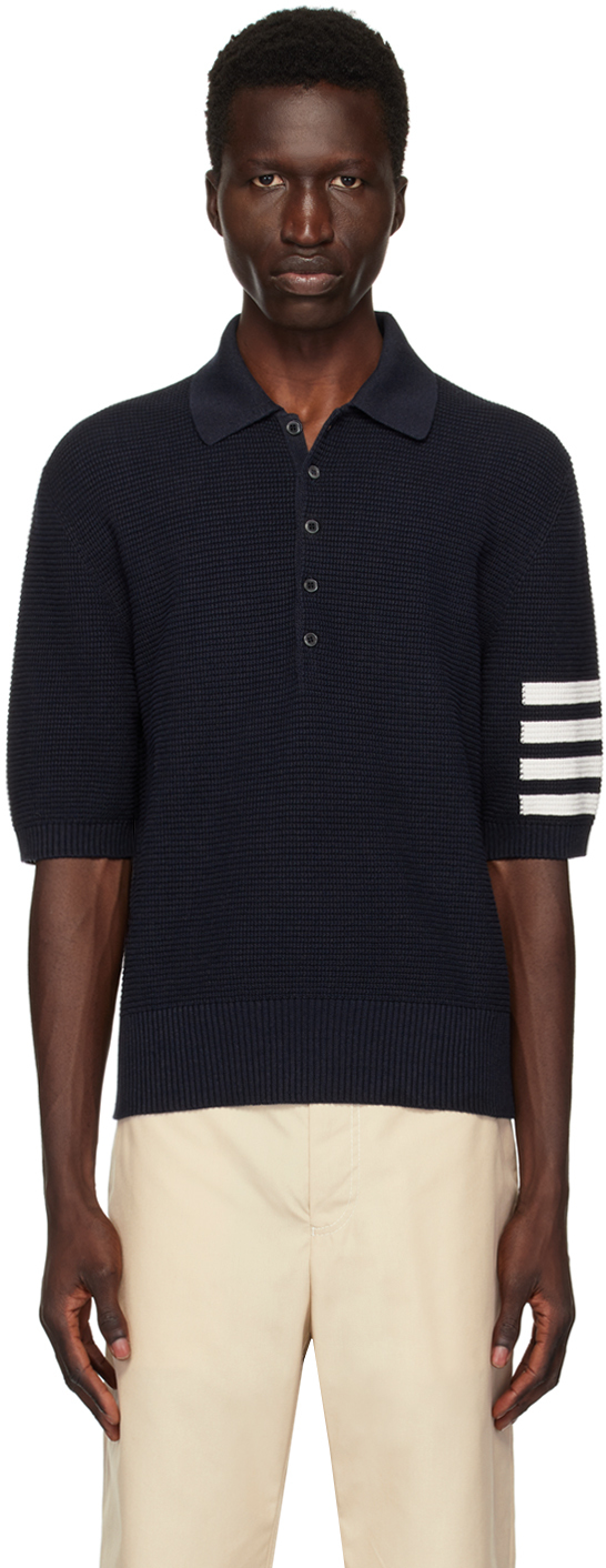 Shop Thom Browne Navy 4-bar Polo In 415 Navy